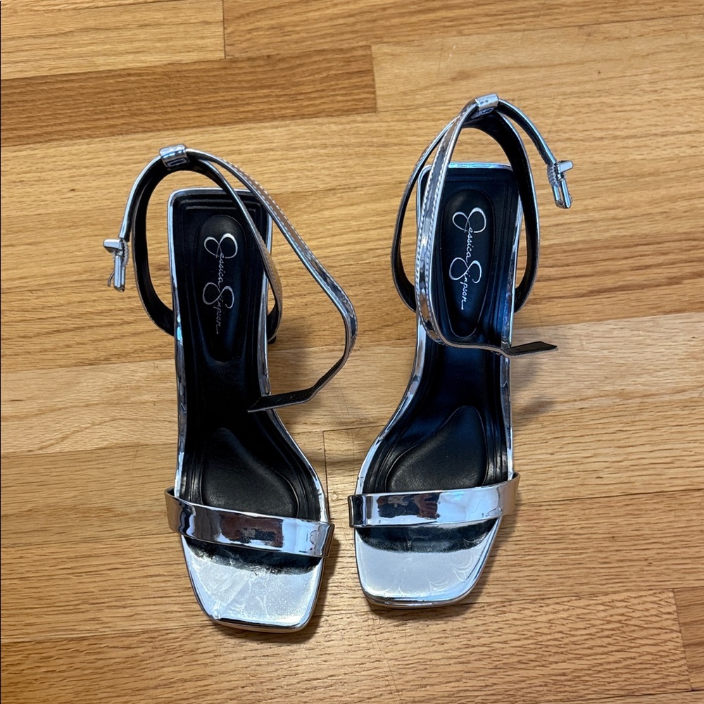 Jessica Simpson Silver Strappy Heels